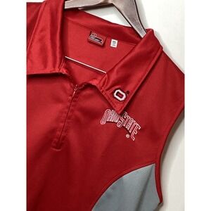 Ohio State Buckeyes NCAA Womens Sleeveless Polo Shirt XXL‎ Gray Red